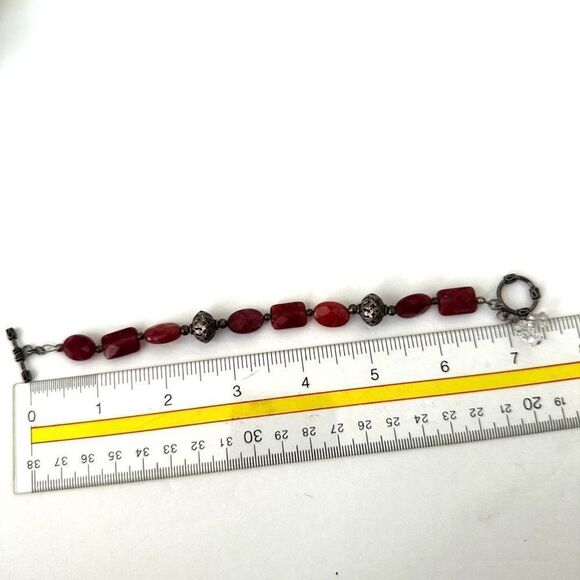 red aventurine and silver beaded bracelet - Picture 8 of 11